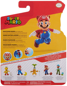 SUPER MARIO Collectible Raccoon Mario 4" Poseable Articulated Action Figure