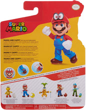 SUPER MARIO Nintendo Collectible Mario Wearing Cappy 4" Poseable Articulated Action Figure with Yellow Power Moon