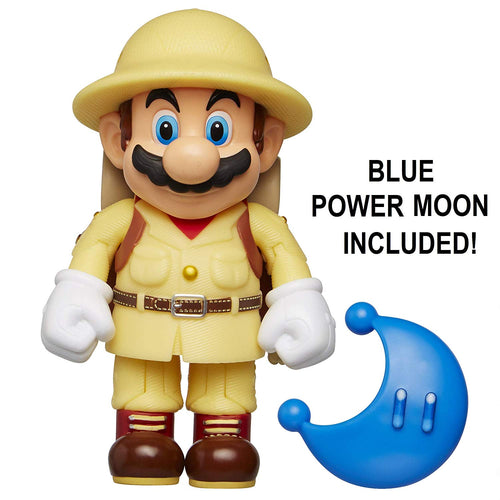 Nintendo Super Mario Explorer Mario 4” Articulated Figure with Blue Power Moon