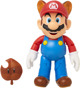 SUPER MARIO Collectible Raccoon Mario 4" Poseable Articulated Action Figure