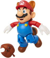 SUPER MARIO Collectible Raccoon Mario 4" Poseable Articulated Action Figure