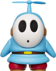 SUPER MARIO Nintendo Collectible Blue Shy Guy 4" Poseable Articulated Action Figure with Propeller Accessory