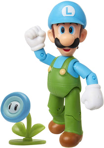 SUPER MARIO Nintendo Collectible Ice Luigi 4" Poseable Articulated Action Figure