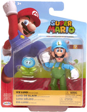 SUPER MARIO Nintendo Collectible Ice Luigi 4" Poseable Articulated Action Figure
