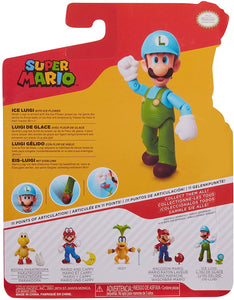 SUPER MARIO Nintendo Collectible Ice Luigi 4" Poseable Articulated Action Figure